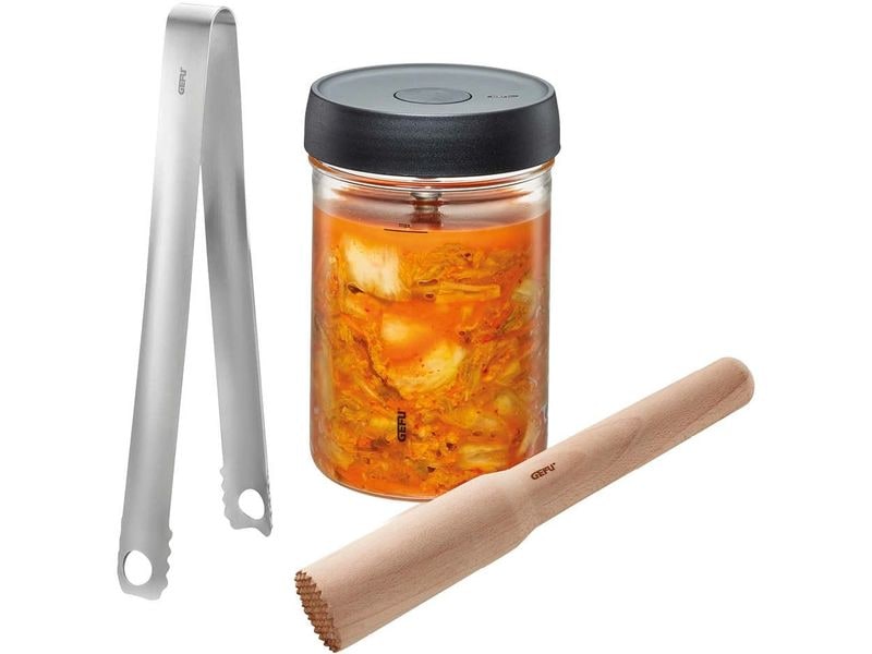 GEFU Fermentationsglas NATIVO 4-teilig, 1 L Fermentationsgläser Set mit Deckel