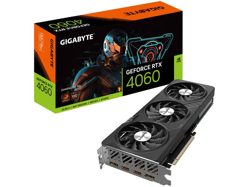 Gigabyte Grafikkarte GeForce RTX 4060 Gaming OC Gaming Grafikkarte mit 8 GB GDDR6 Speicher