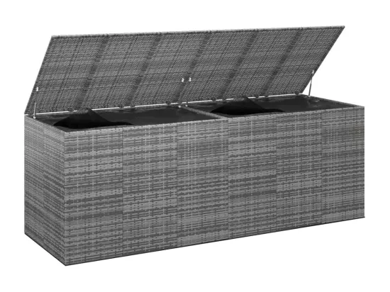 Boîte à coussins de jardin Résine tressée 291x100,5x104 cm Gris