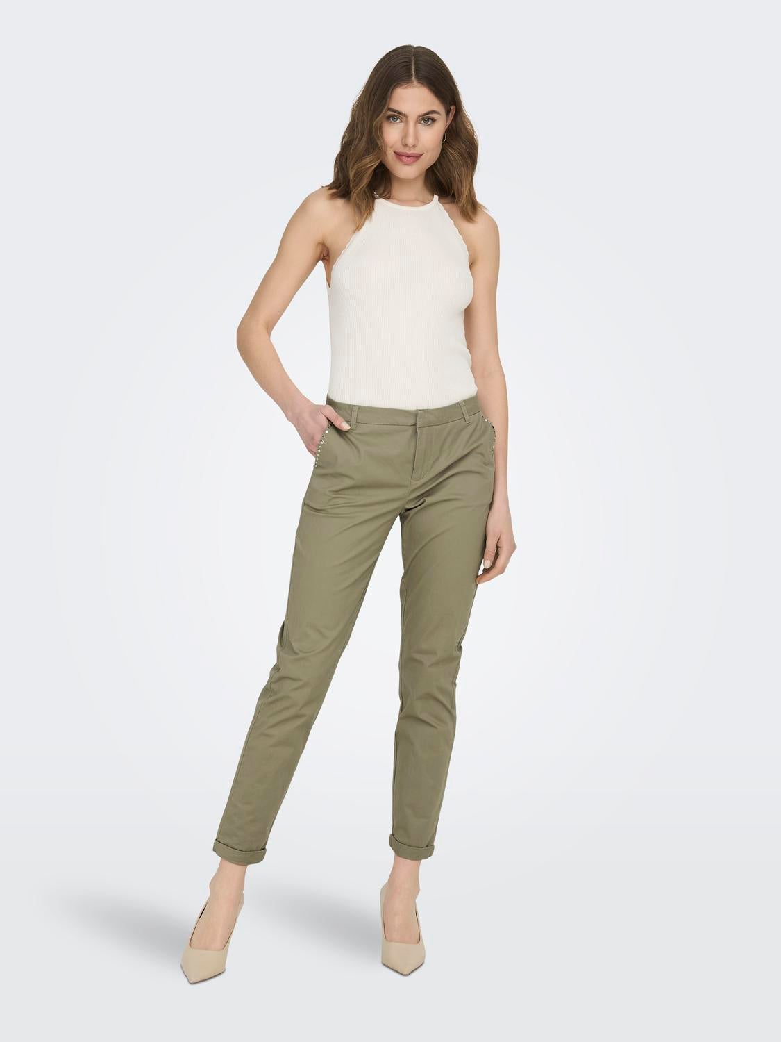ONLBIANA Normal geschnitten Chino Hose Mermaid