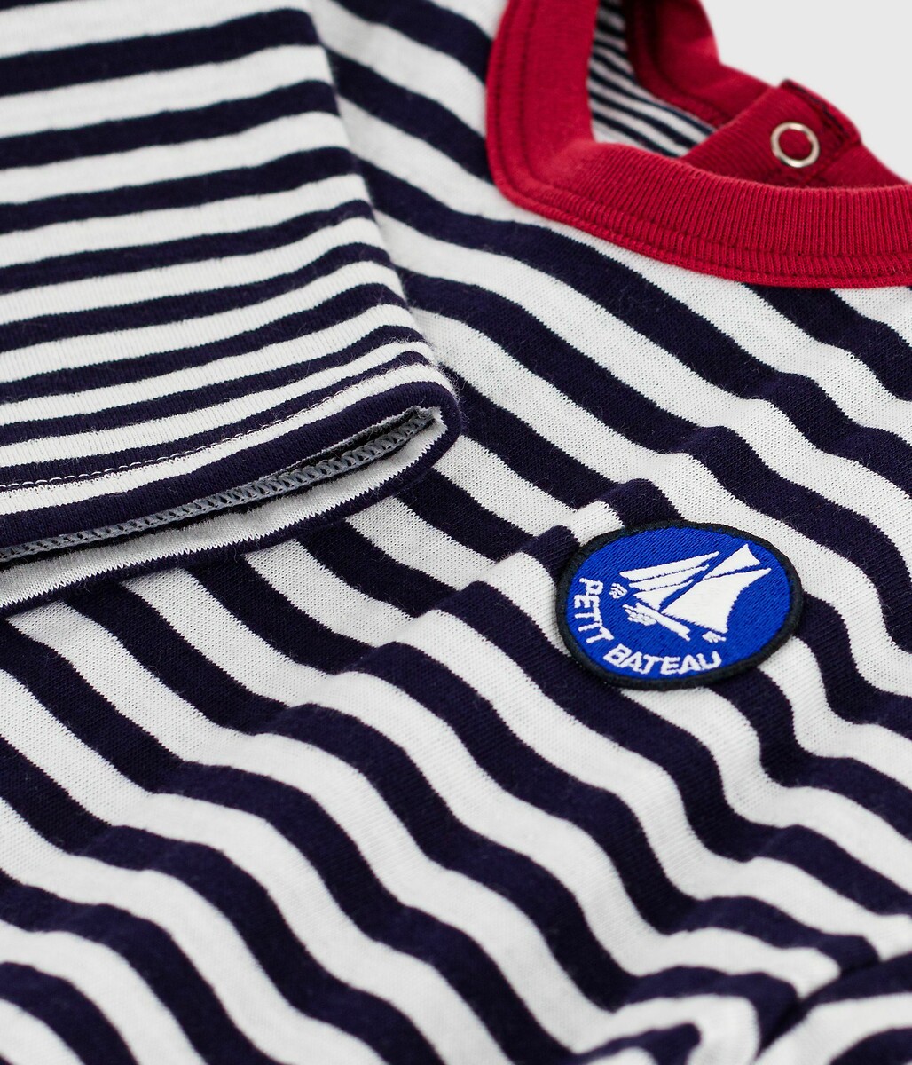 PETIT BATEAU<br>Camiseta infantil de algodão de manga comprida, listrada