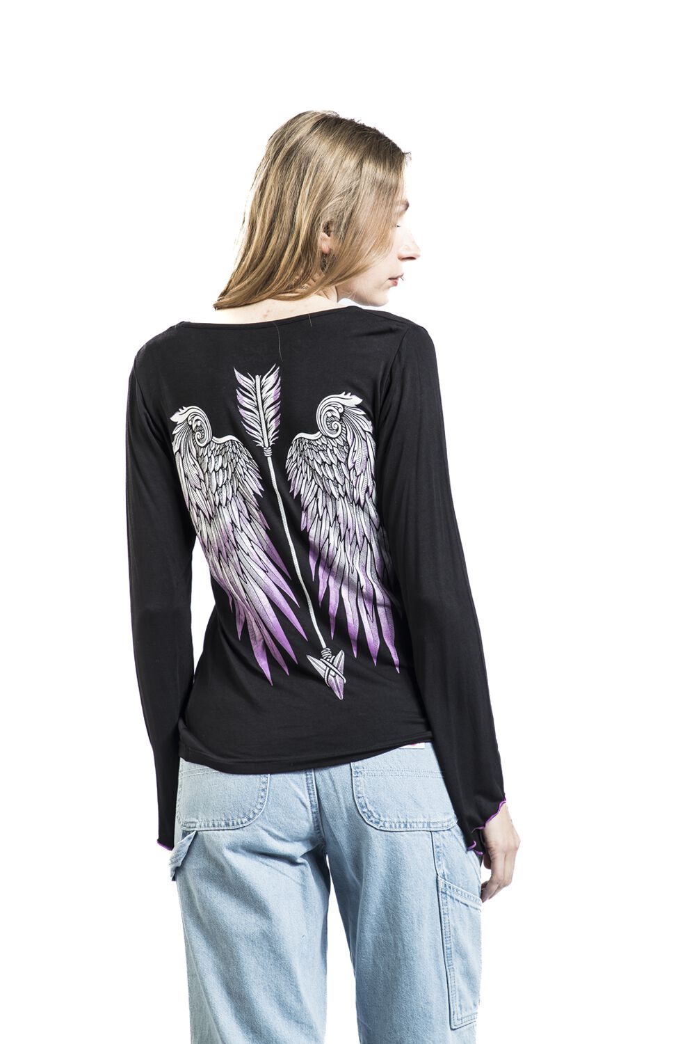 Longsleeve With Wing And Feather Print | Full Volume by EMP T-shirt manches longues