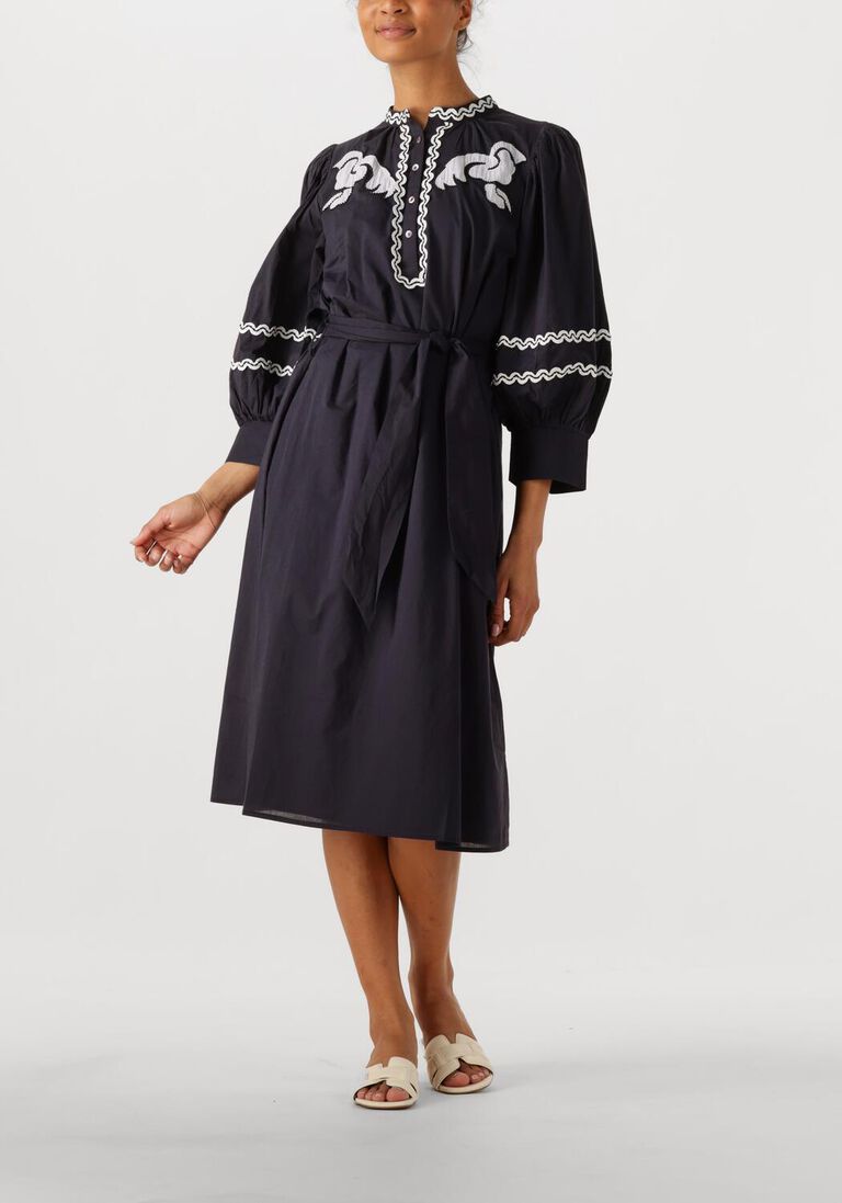 donkerblauwe antik batik midi jurk dali dress