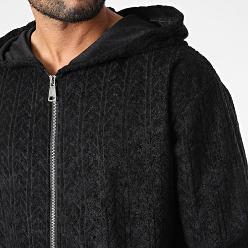 Ensemble Sweat Zippé Capuche Et Pantalon Jogging SH-42 Noir