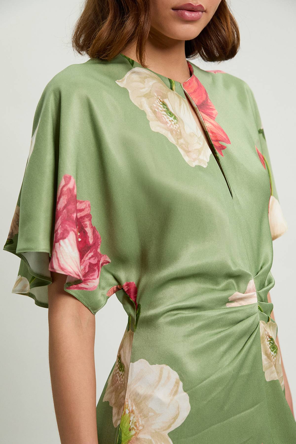KarenMillen Robe Longue En Crêpe Satiné De Viscose Tissé À Imprimé Floral