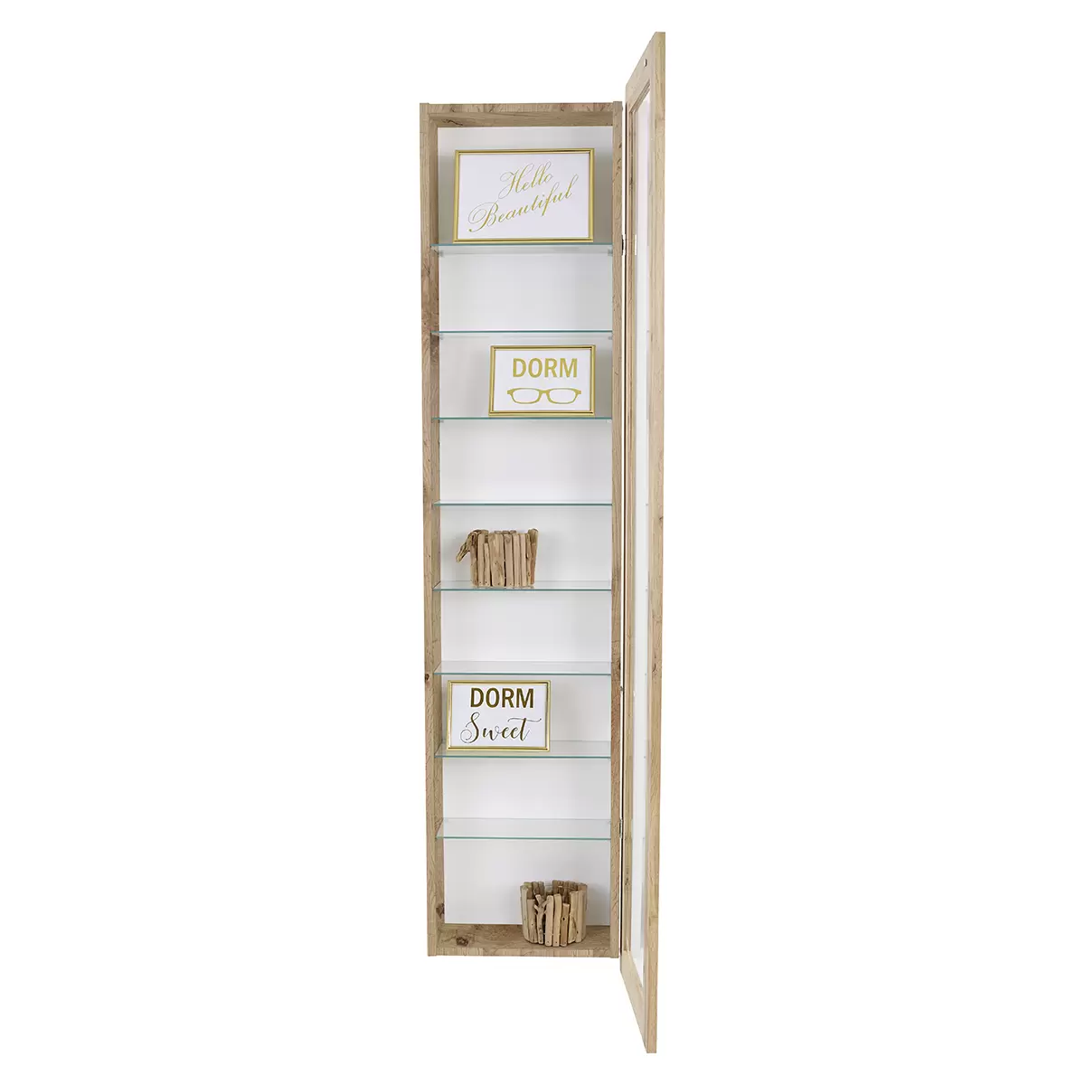 Hängevitrine Boni weiss,Eiche