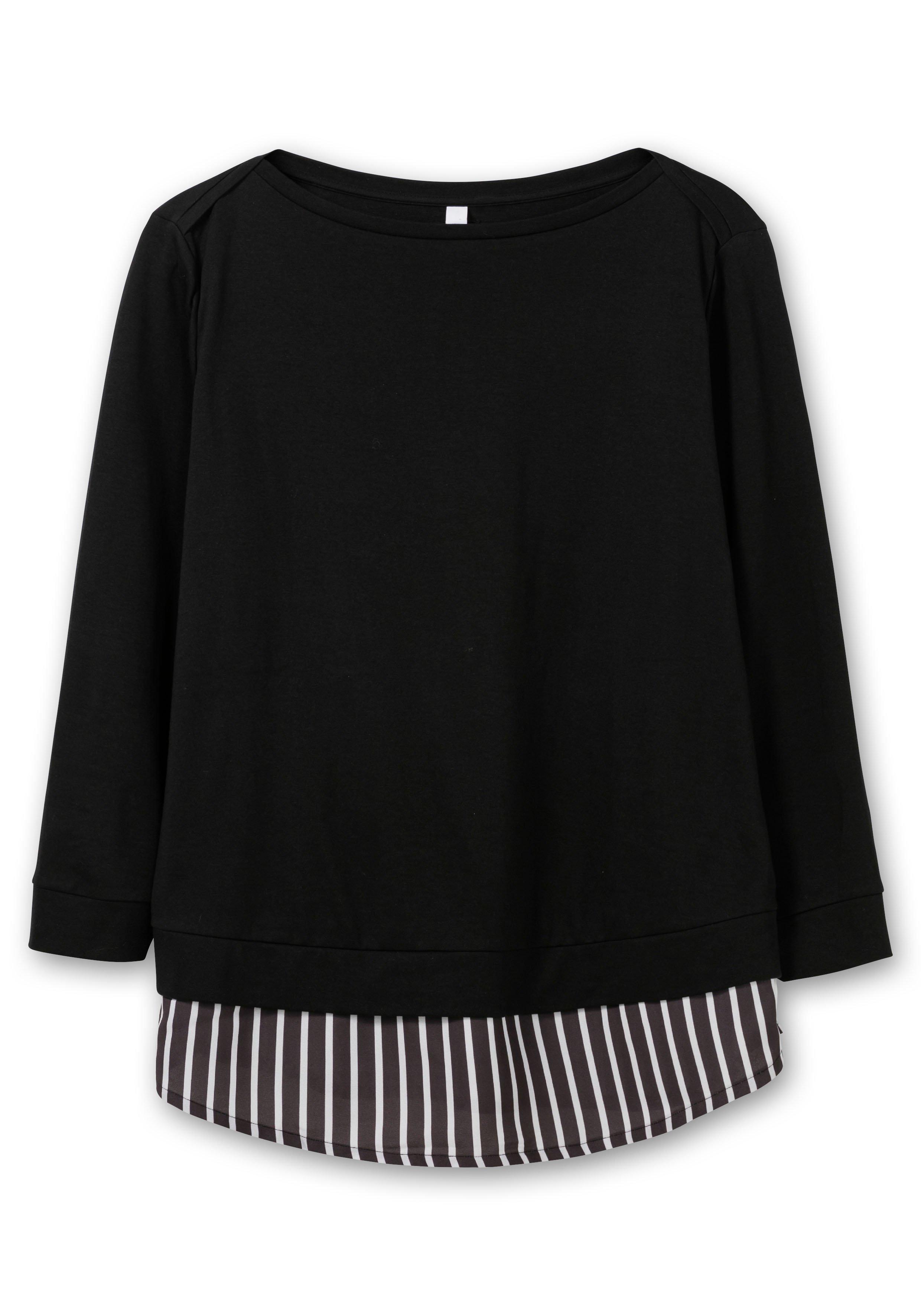2-in-1-Langarmshirt mit Ansatz aus Blusenstoff