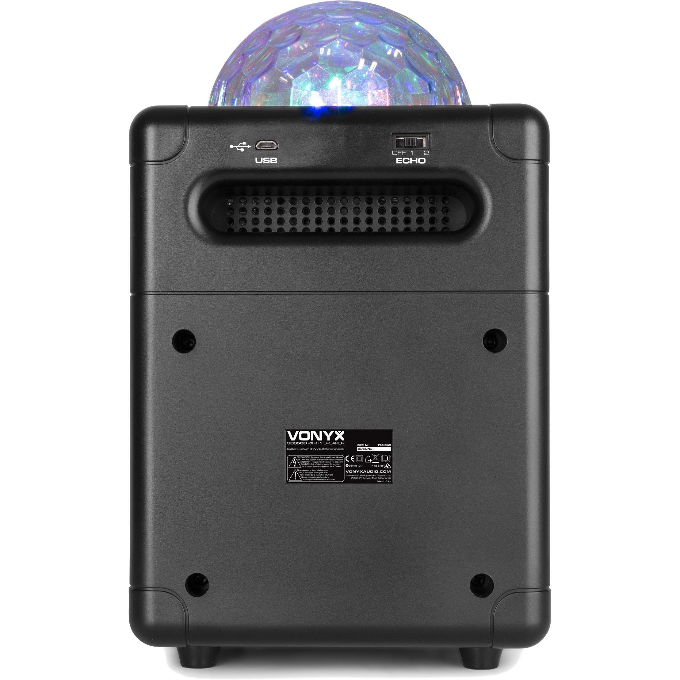Vonyx SBS50 Bluetooth party speaker met LED zwart