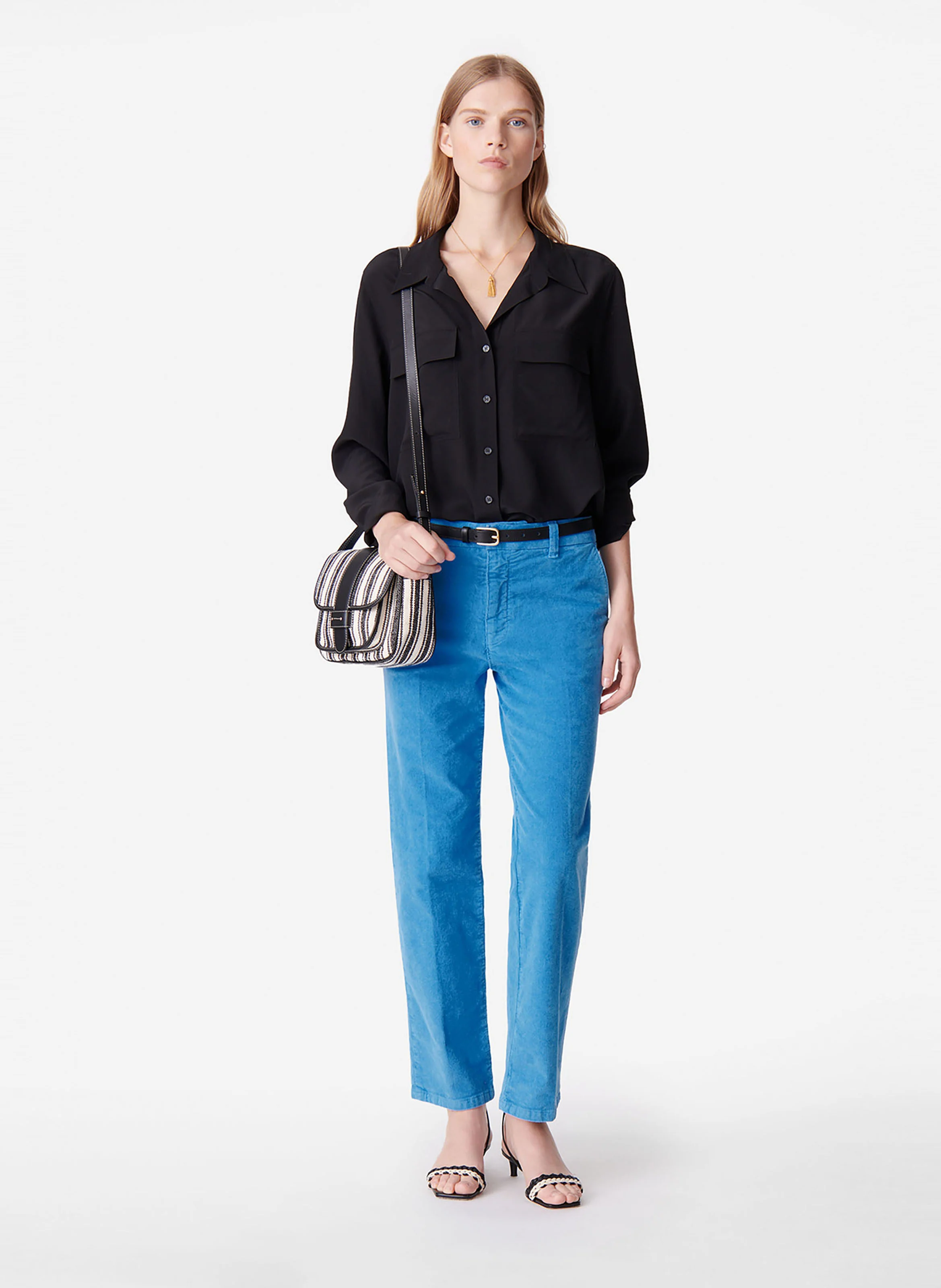 DANDY - Pantalon droit en coton mélangé | Bleu