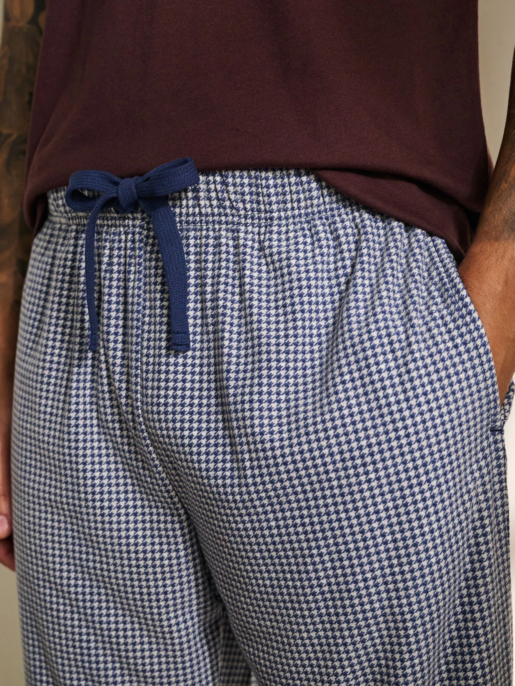 Blauw geruit - Motionflex Cosy Pyjama's met korte mouwen en boorden