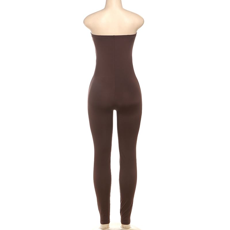 Oonnukal - Strapless effen slim fit jumpsuit