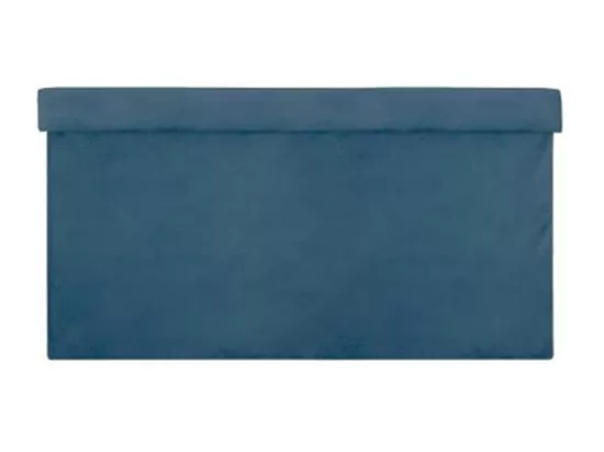 2 en 1 Pouf pliant double et coffre de rangement Velours Bleu 76 x H 38 cm