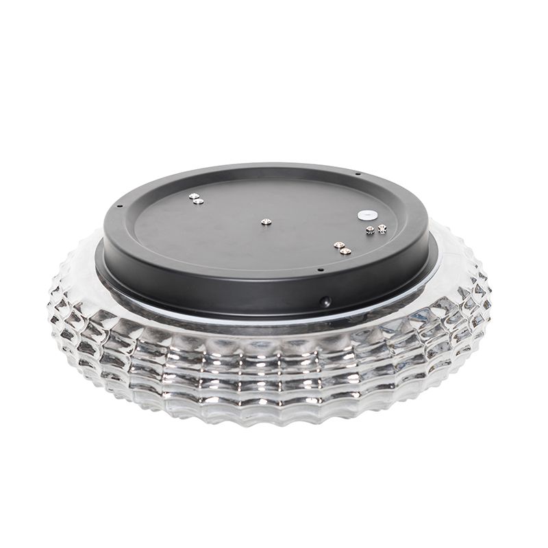 Klassieke plafondlamp zwart met smoke glas 35 cm IP44 - Nohmi