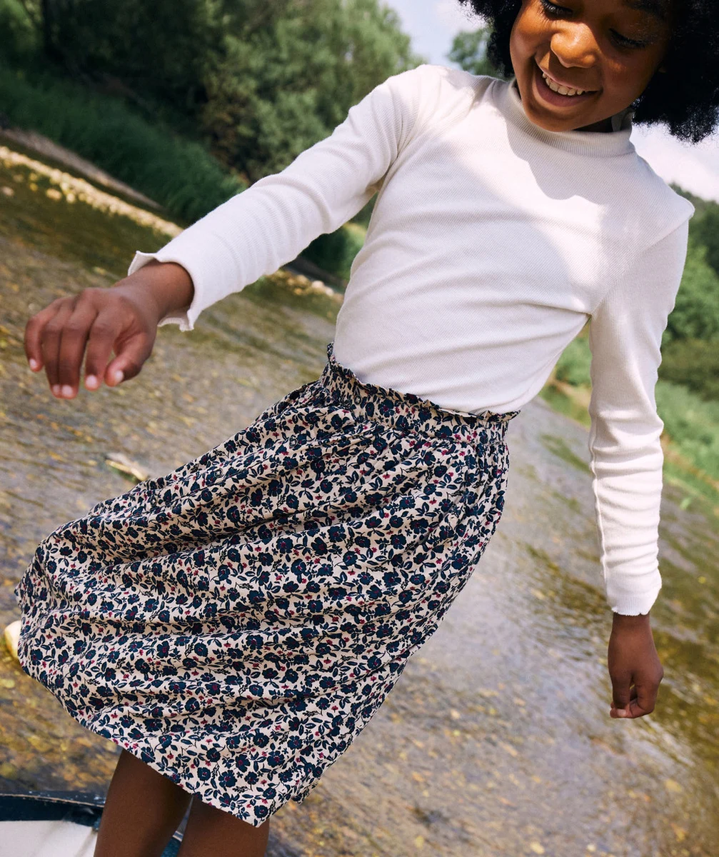 SOUS-PULL À CÔTES FILLE EN COTON BIOLOGIQUE BLANC