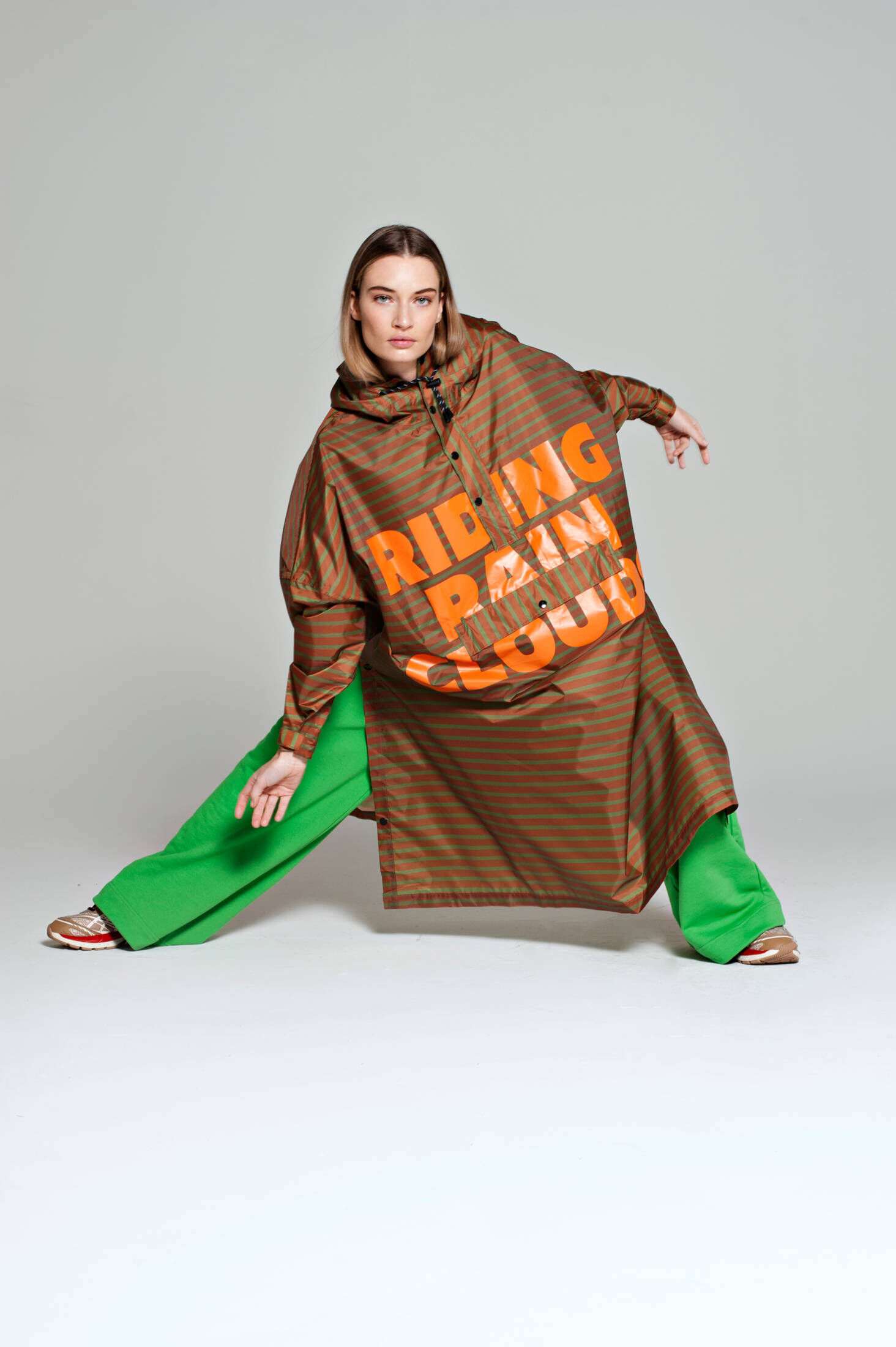 RAINKISS| Damen Regenponcho BRETON BROWN FREEN TEXT