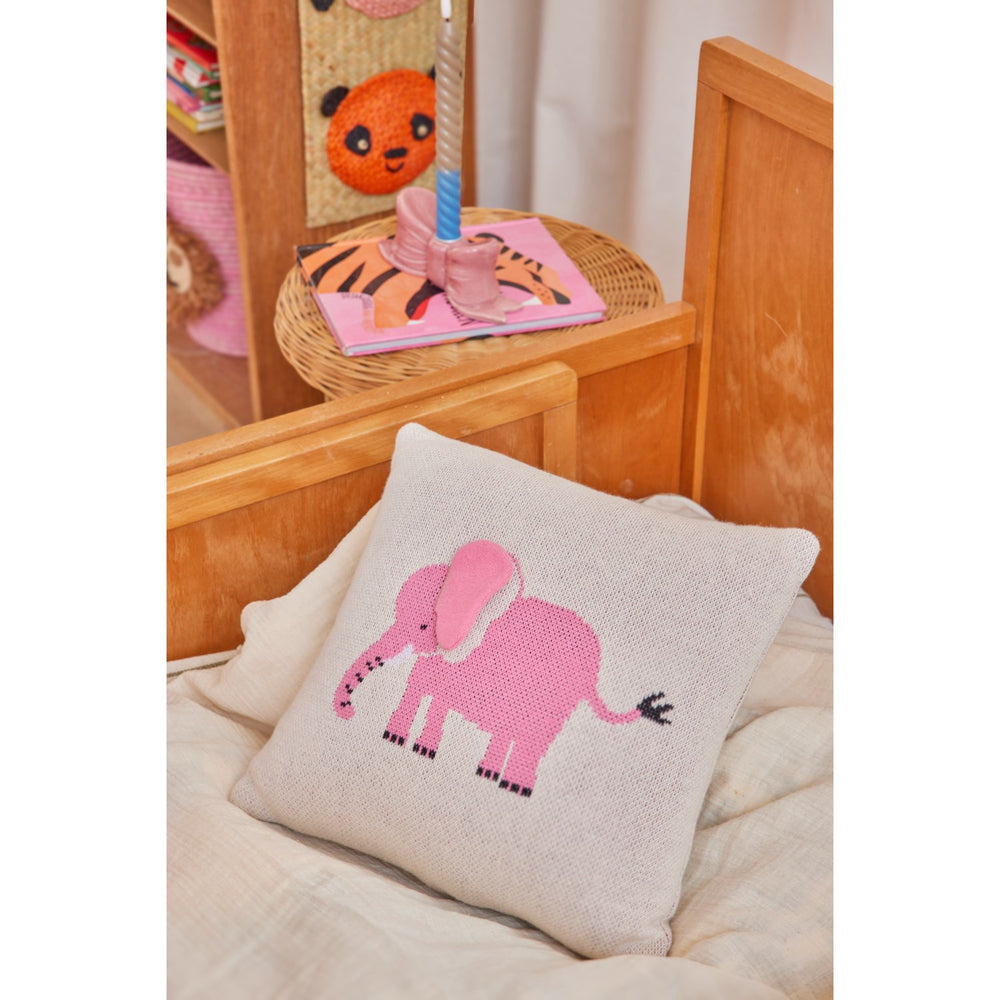 Køb Rice Kids Elephant Pude Med 3D Details Og Filler - Pink - Small