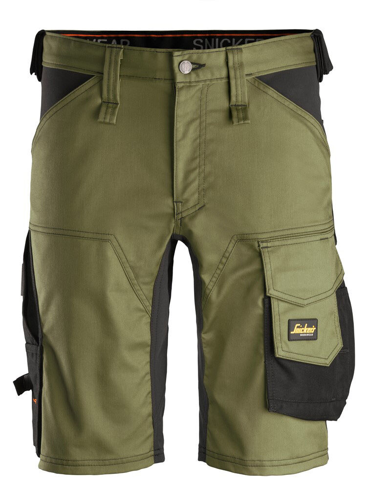 Snickers Allround 6143 Stretch - Korte werkbroek - Khakigroen / Zwart - 44 - 82