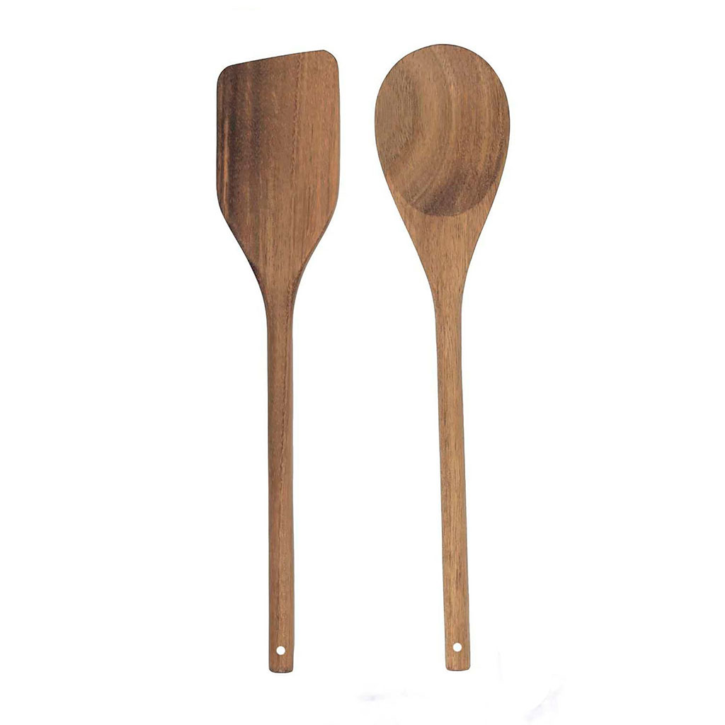 Cuillère et spatule en acacia 30x1.2x6.5cm