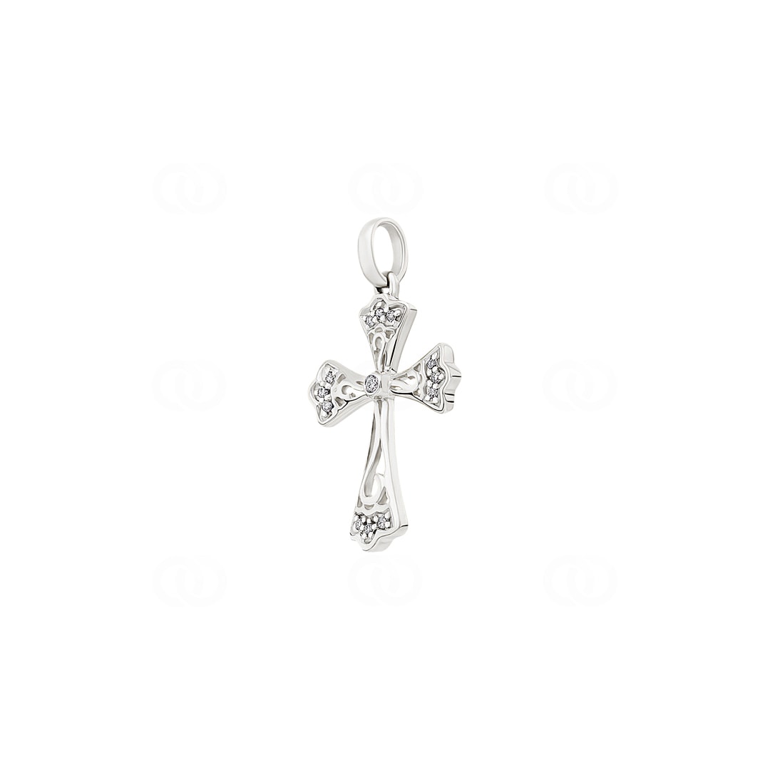 Anhänger 750/18 K Weissgold Kreuz mit Diamanten 0.04 ct H/si