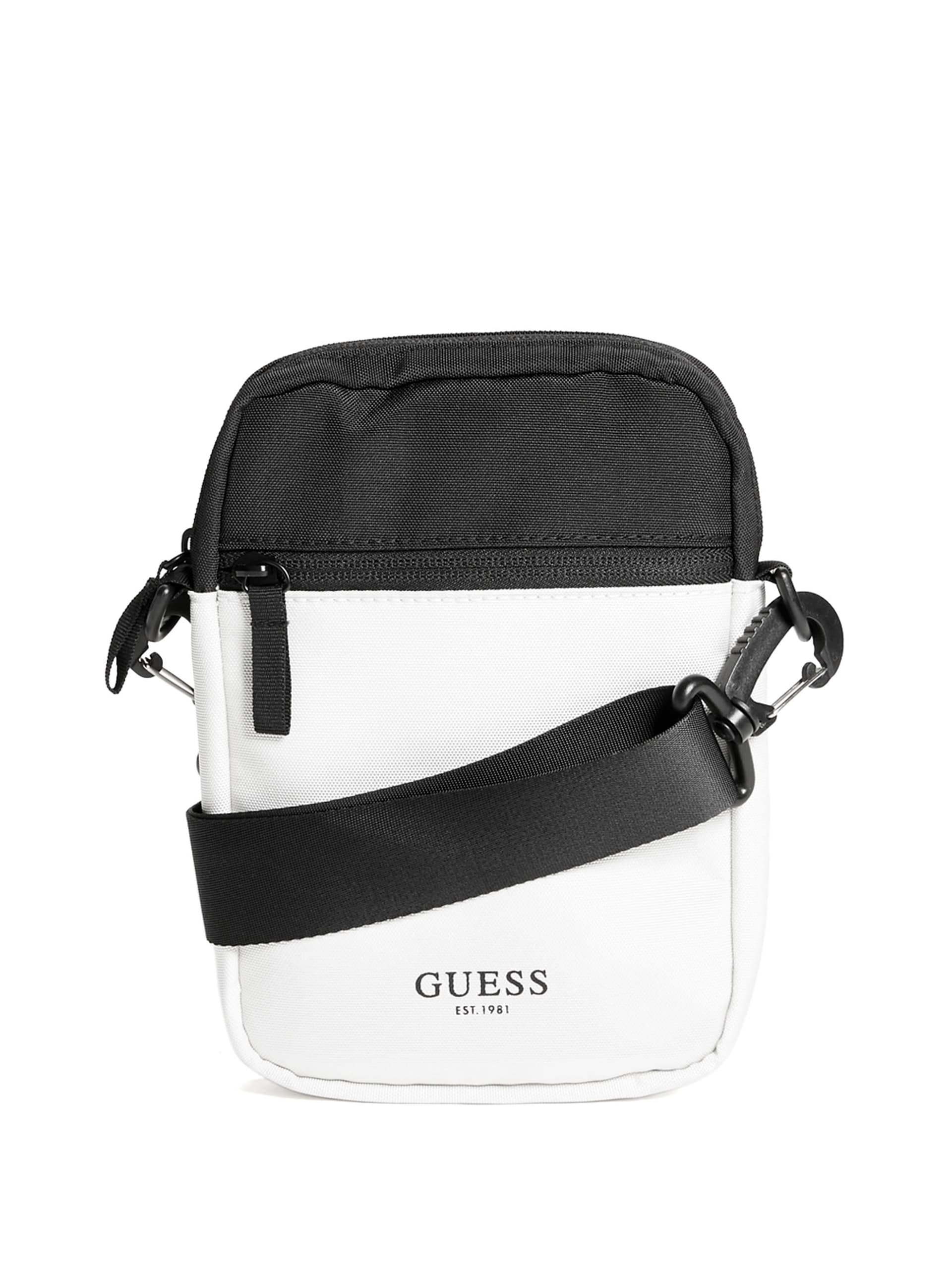 Mini bolsa transversal com logotipo em blocos de cores