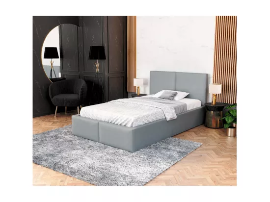 Lit coffre Tesia 120x200 - Sommier inclus Gris clair