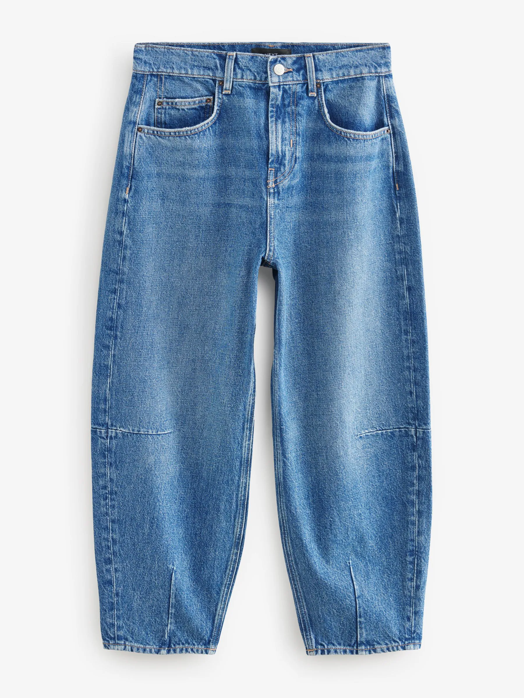 Donkerblauw - Barrel jeans met dartdetail