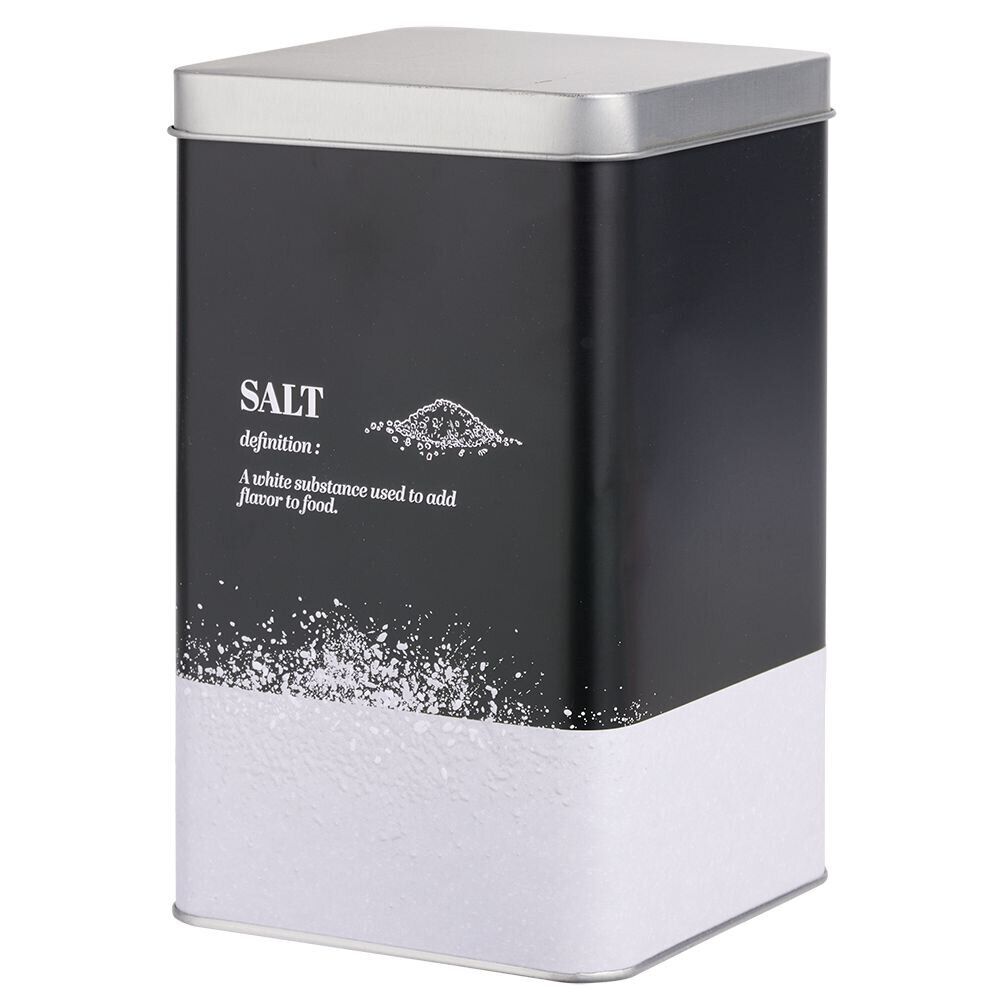 Boîte à sel en métal noir et gris design salt - 10,7x10,7xH.17,5cm