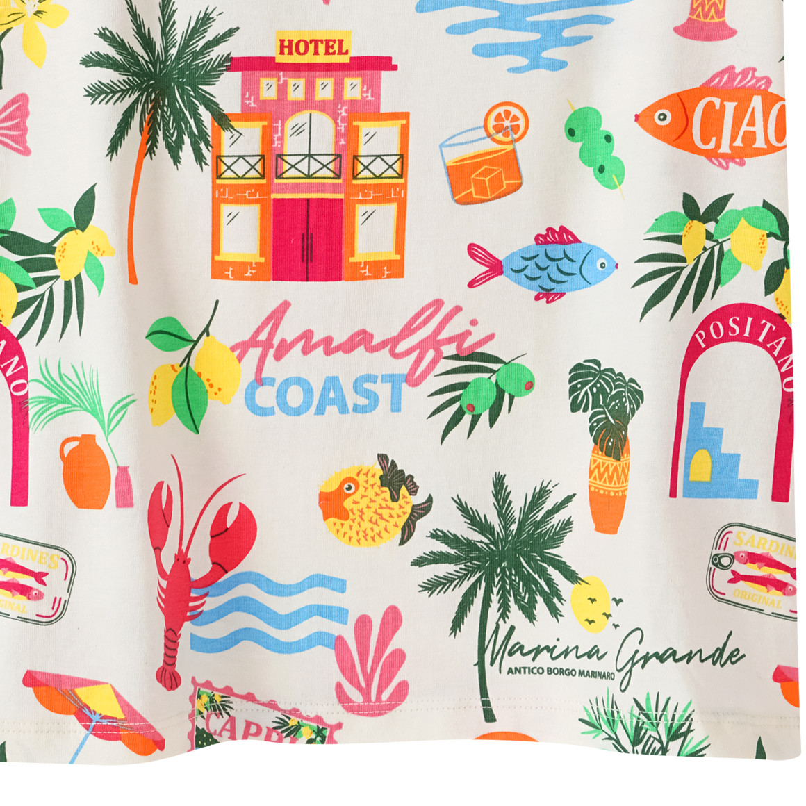 Jonas Nielsen Mädchen T-Shirt mit Urlaubs-Motiven creme