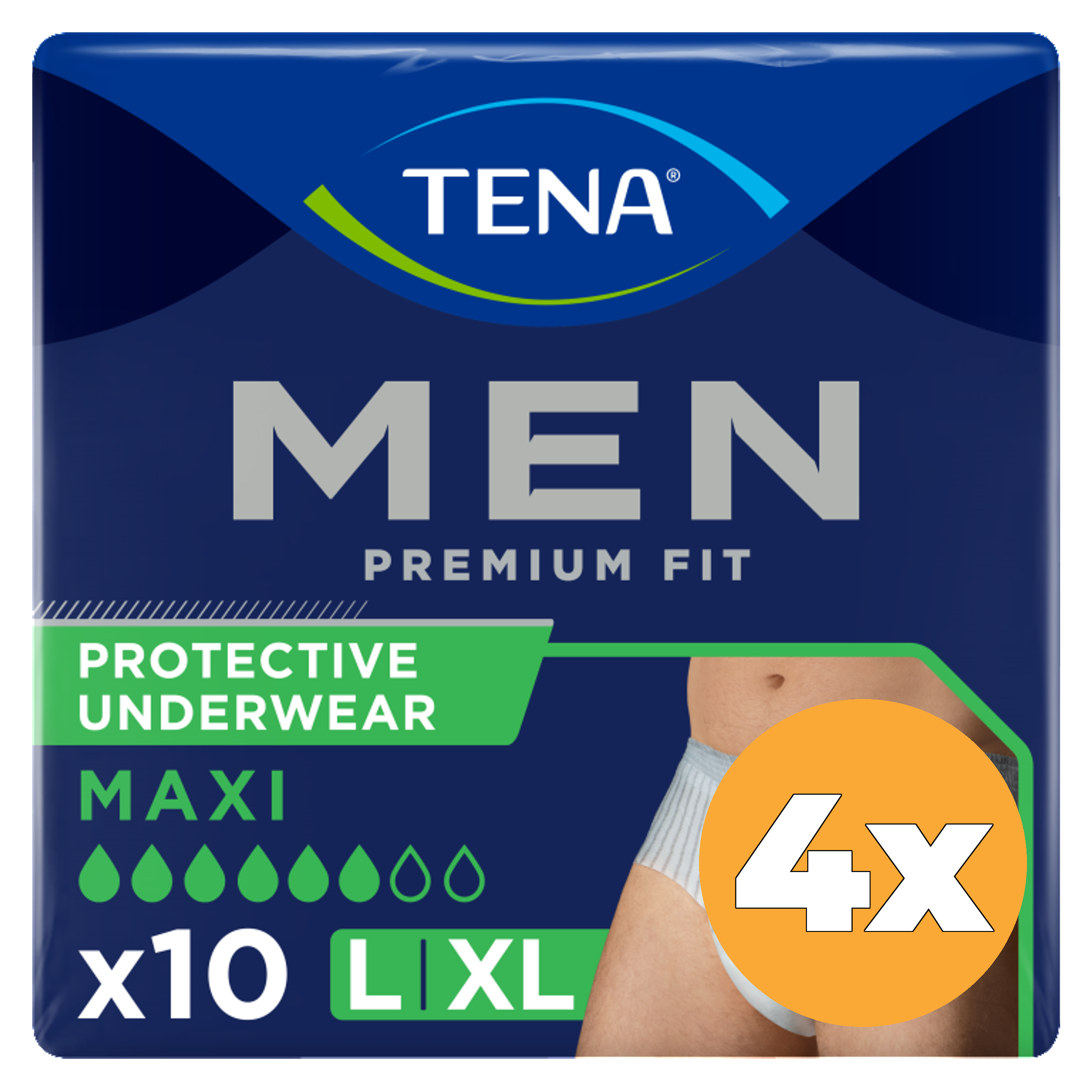 4x Tena Men Premium Fit Maxi Large/XL (10 stuks)