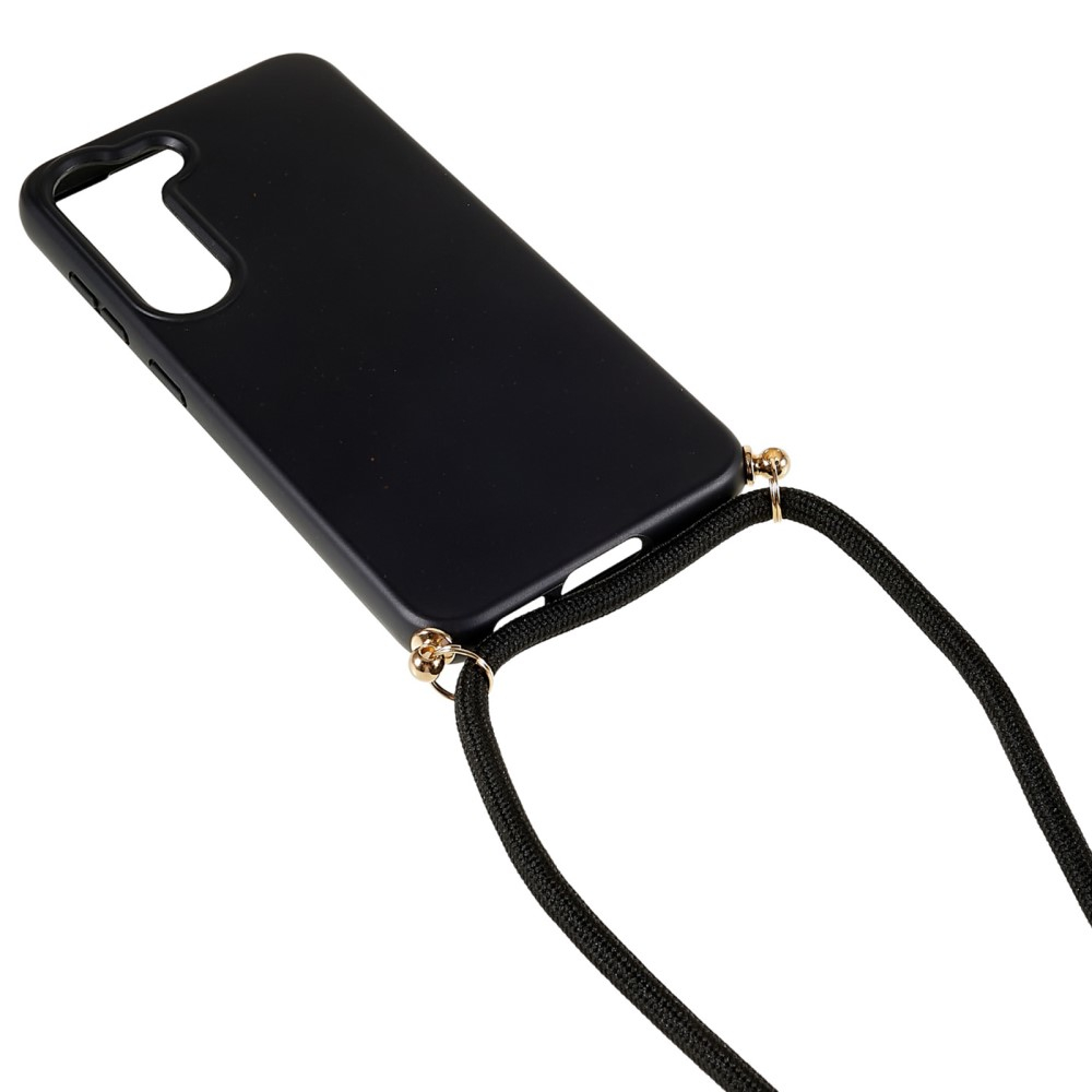 Samsung Galaxy S23 5G Necklace Bio Gummi Case Hülle Eco Friendly Nachhaltig Kompostierbar   Handykette (150cm) - Schwarz