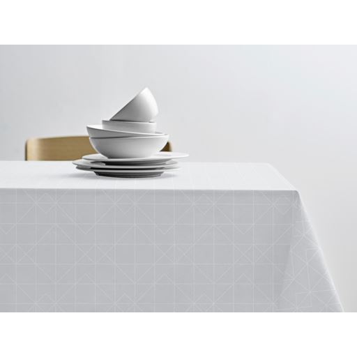 Södahl Tiles Damask Dug, Optisk Hvid, 140x220 cm