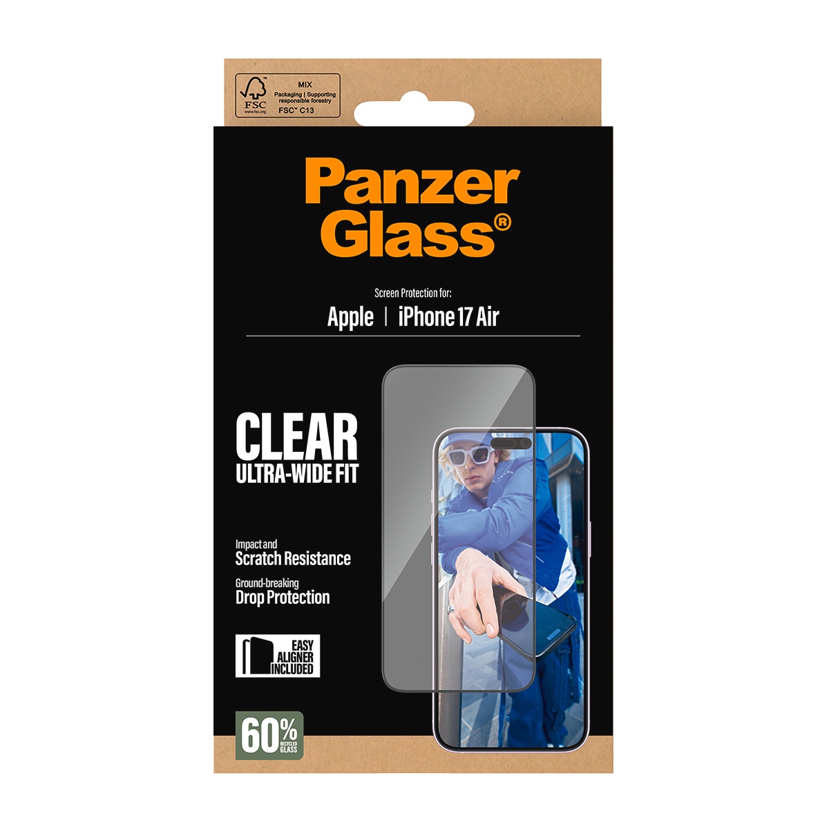 CARE by PanzerGlass Displayschutzglas »Ultra-Wide Fit Screen Protector« für Apple iPhone Air Displayschutzfolie, Schutzfolie, Bildschirmschutz, kratz- & stossfest