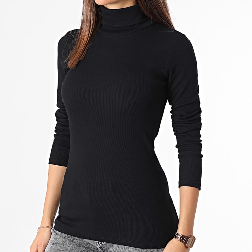 Tee Shirt Col Roulé Manches Longues Femme JJXX Fan Noir