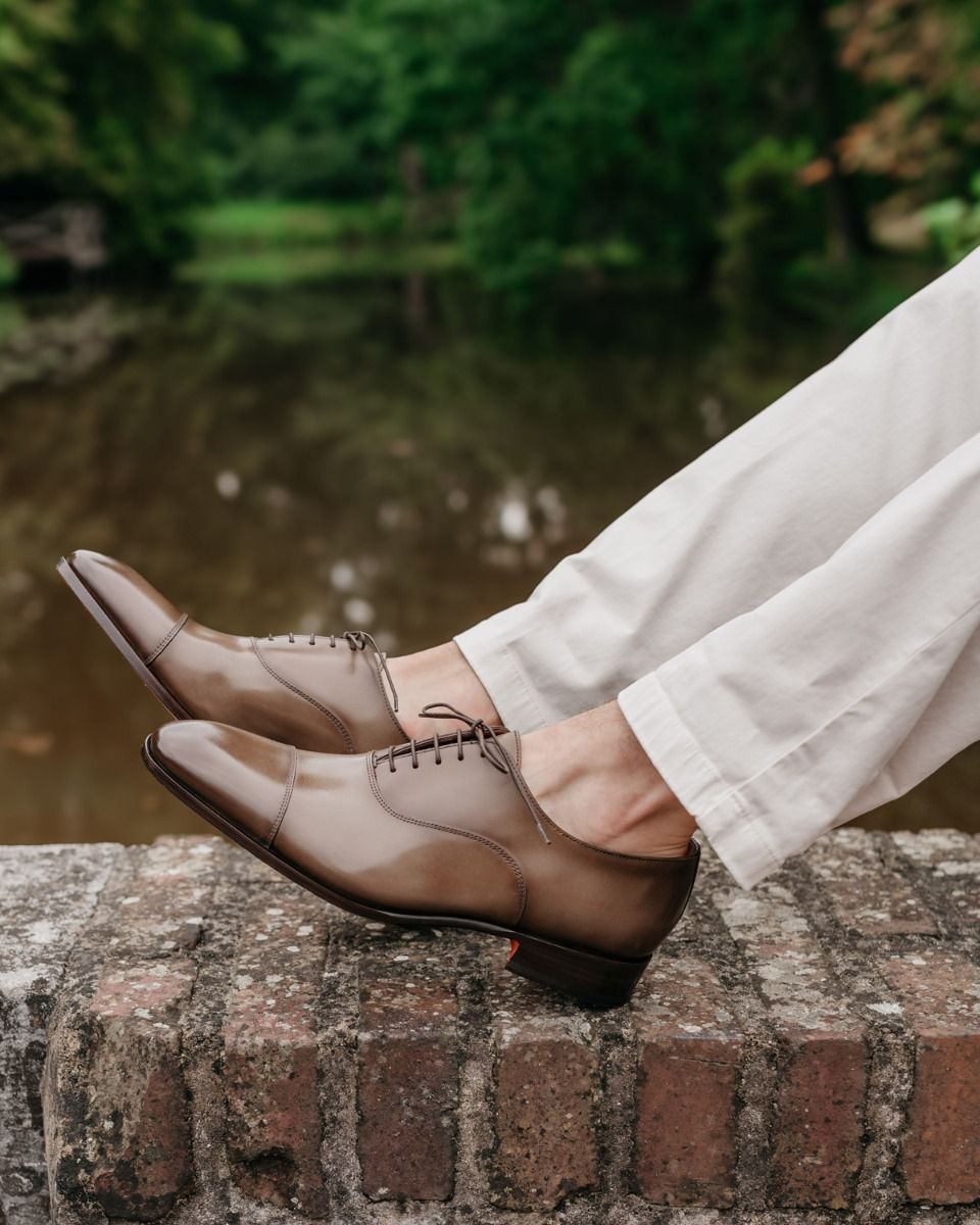 Santoni 12474 Bruin Heren Veterschoenen