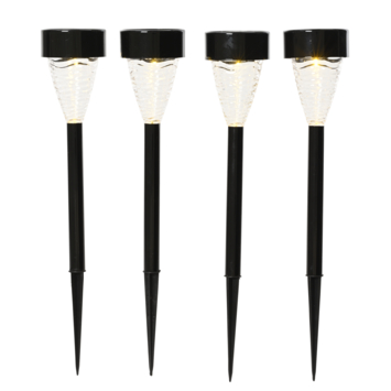 Solar LED tuinfakkels set van 4 stuks zwart 27,5cm hoog
