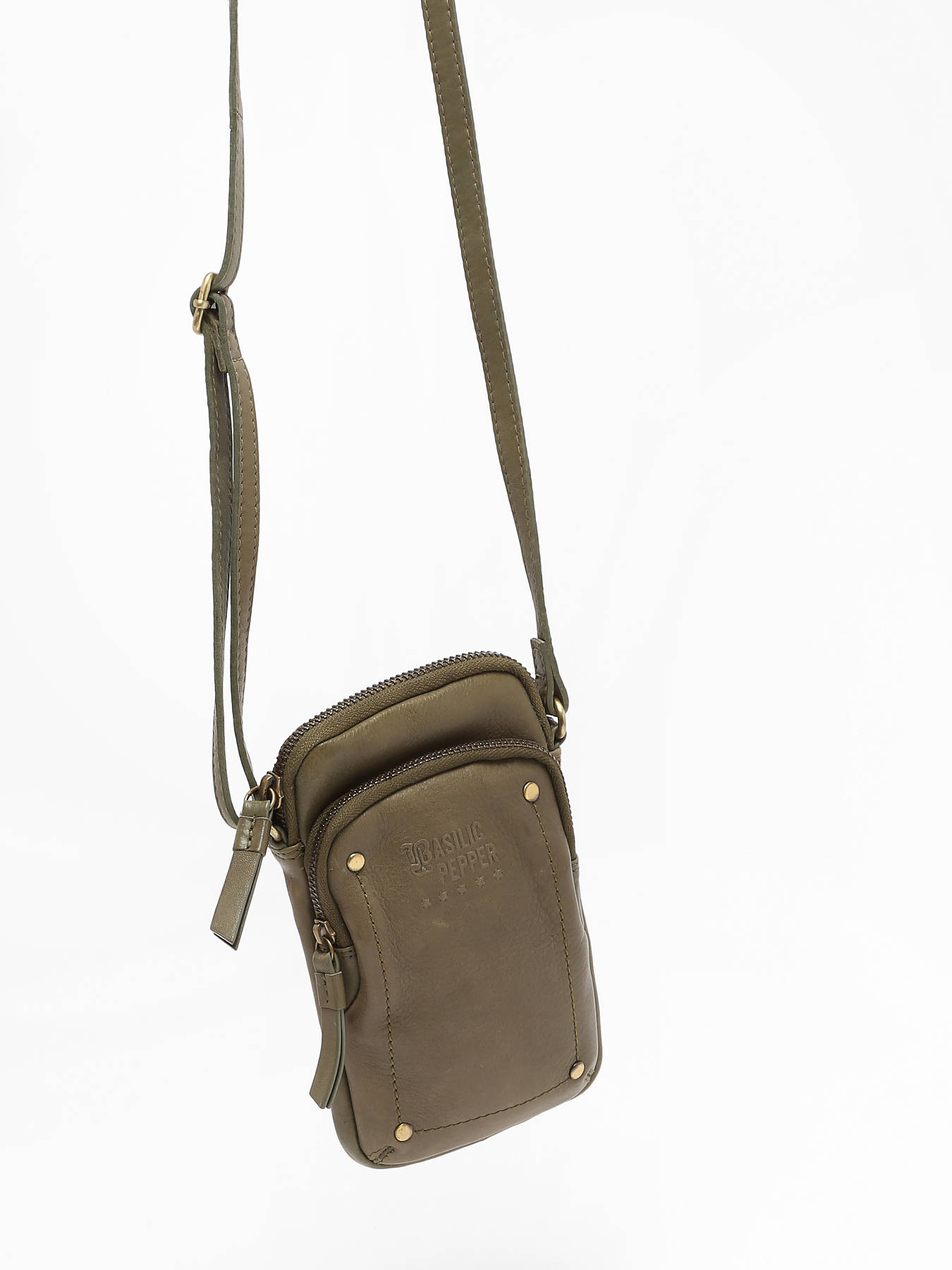 tui tlphone et bandoulire cuir BASILIC PEPPER