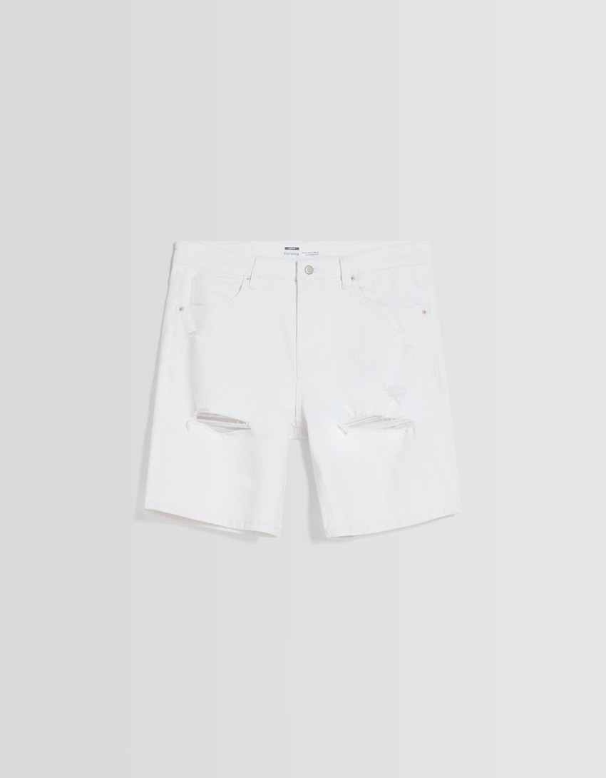 Bermuda jeans rasgada