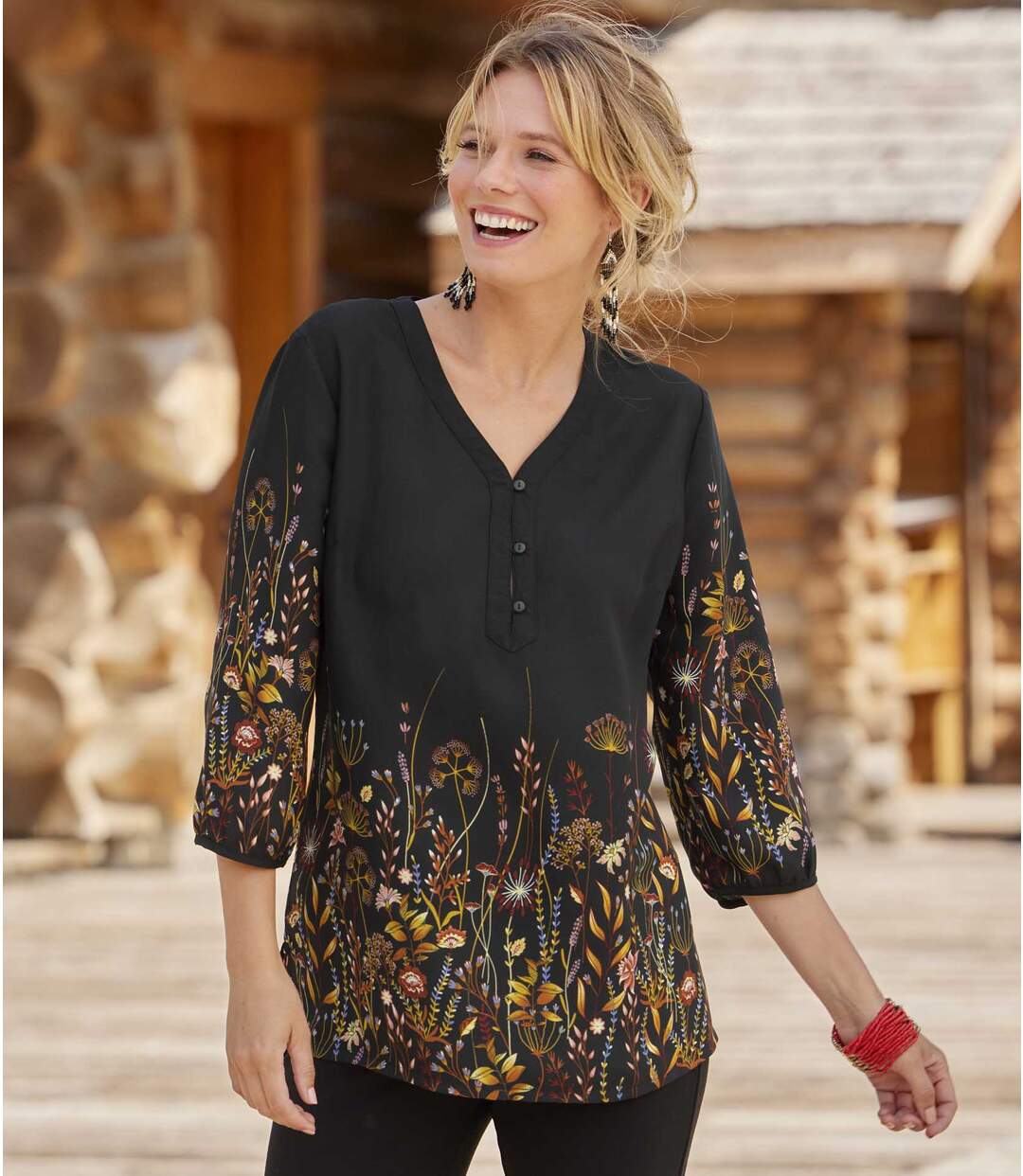 Blouse en Crêpe Imprimé Fleurs