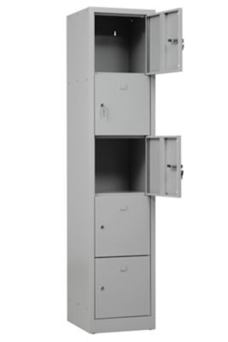 PROREGAL Falcon Kleine Lockerkast (H x B x D): 190 x 41 x 45 cm, Cilinderslot, Grijs