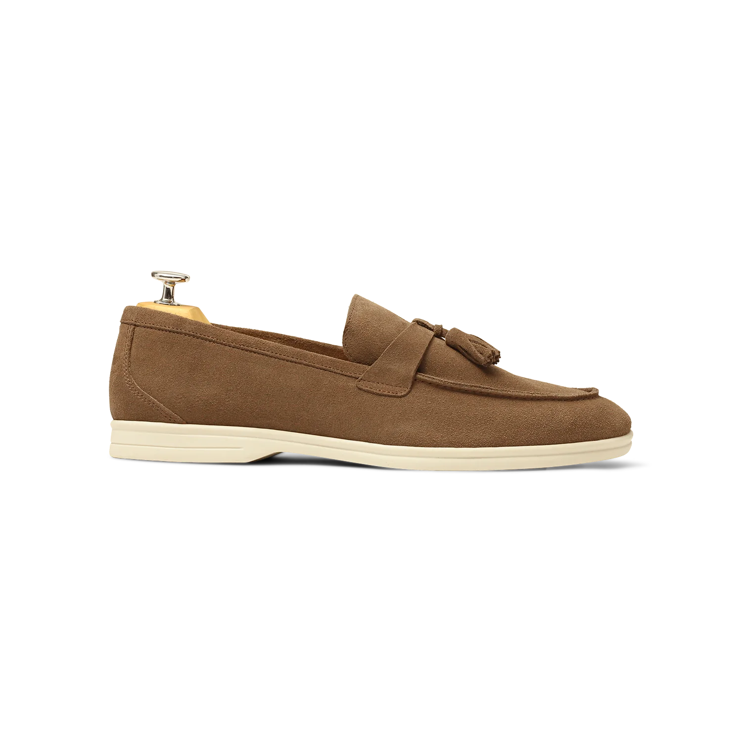 Pompy-Mocassin à glands en velours taupe