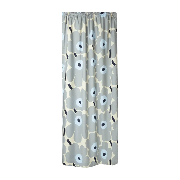 Marimekko - Unikko Ready Made Curtain, 135 x 250 cm, sand / grau / hellgrau / dunkelblau