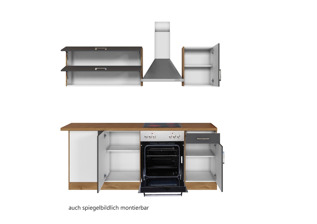 Winkelzeile Odense Anthrazit/Wotan Eiche NB 210/210x200x60cm