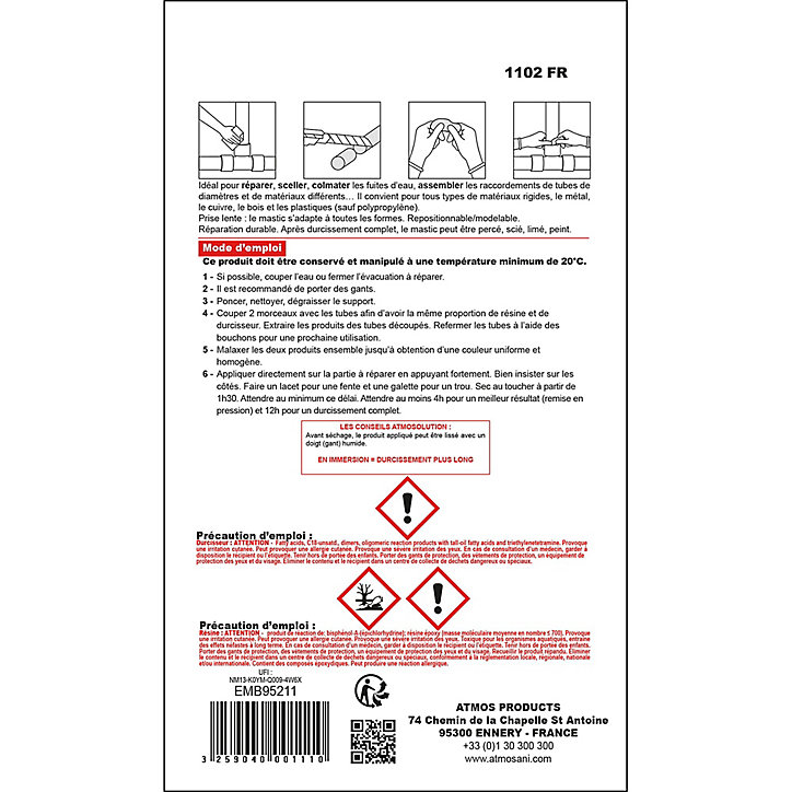 Mastic étanche Atmos silicone gris 80g