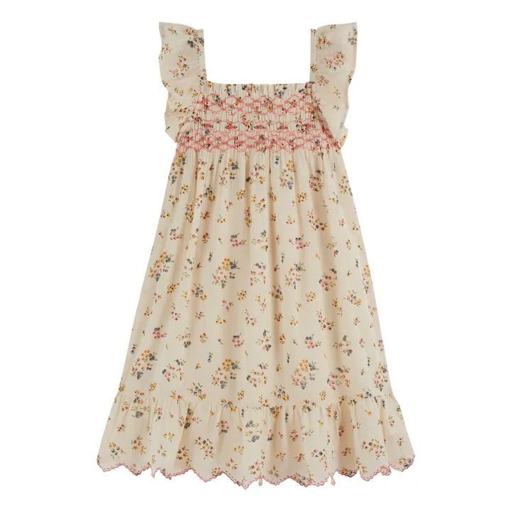 Emile et Ida Robe Achillea Smockée | Ecru