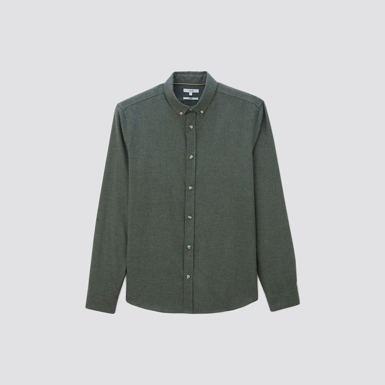 Chemise regular unie coton flanelle Vert clair