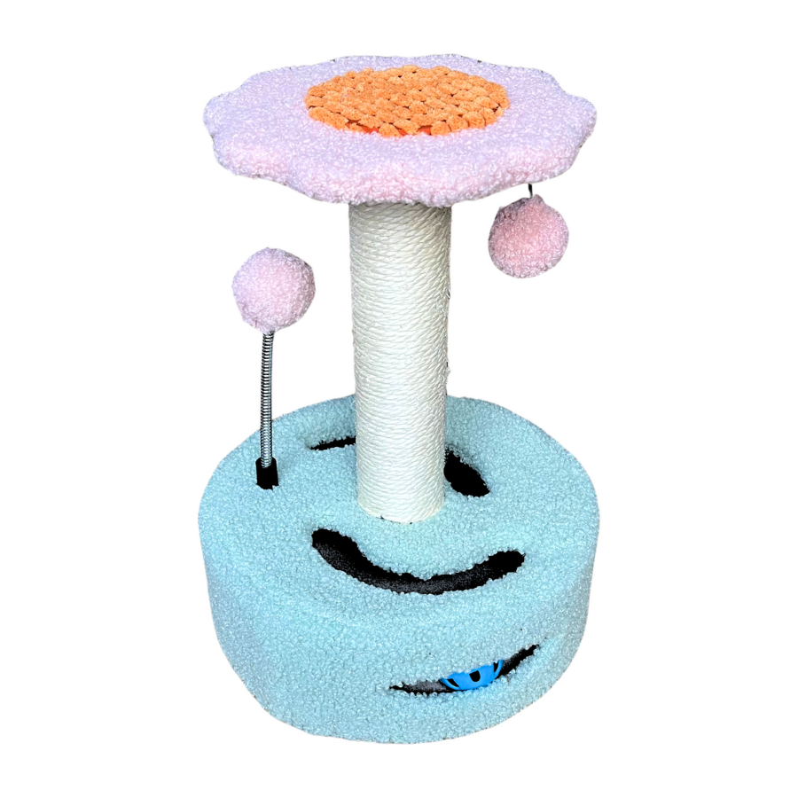 Arranhador para Gatos. Arranhador pequeno de 35 cm. Torre para gatos com 2 bolas para brincar. Arranhador para gatos. Árvore para gatos em formato de flor.
