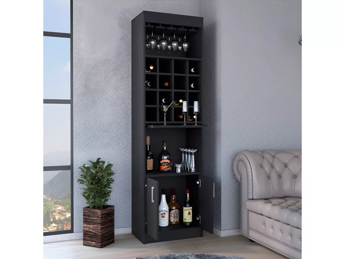 Kava Beijing Bar Cabbage avec table extensible, 180 cm à x 34 cm P x 51 cm et Wengue