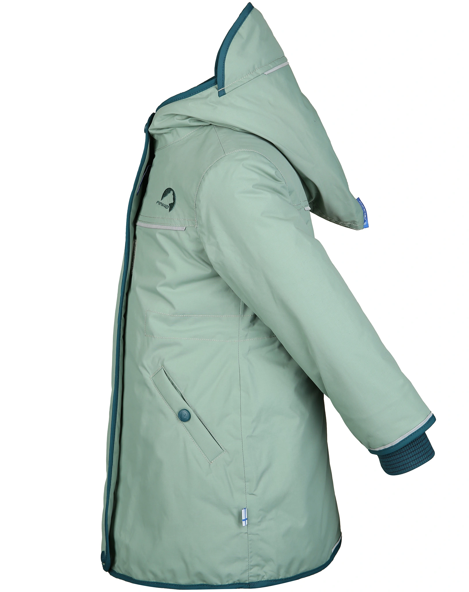 Wintermantel MILLA mit Zipfelkapuze in green/deep teal