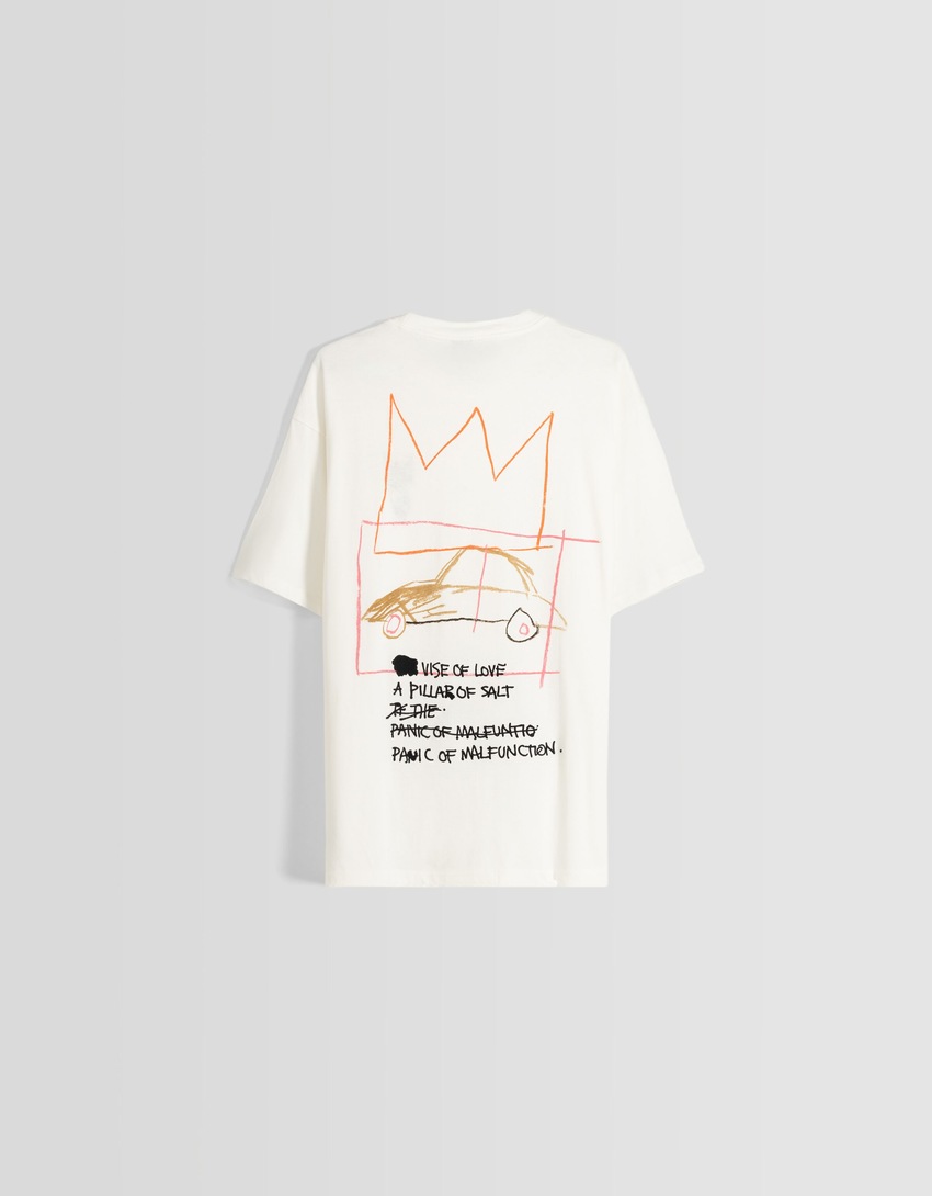 Camiseta Jean-Michel Basquiat de manga curta e corte reto