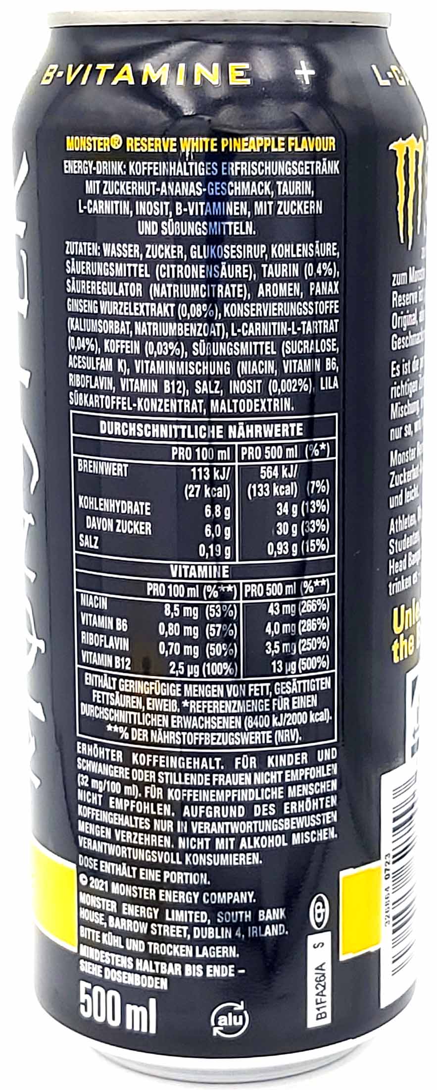 Monster Reserve White Pineapple Flavour 12x0,5l = 6L MHD:30.3.26